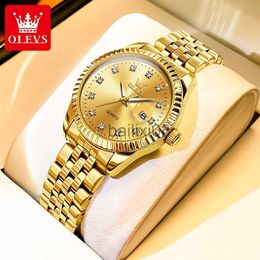 Autres montres OLEVS luxe en acier inoxydable or Brelet montre à quartz pour femmes calendrier étanche mode femmes montres Relogio Feminino J230728