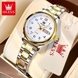 Weitere Uhren OLEVS Damenarmbanduhr Original Luxusuhren für Damen Wasserdicht Edelstahl Quarz Damenarmbanduhr Gold Trend 231114