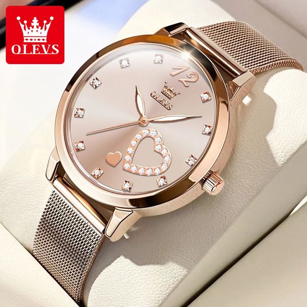 Autres montres OLEVS Femmes Montre Japonais Quartz Montre-bracelet étanche Bracelet en acier inoxydable Robe de mode Glow Diamond Face 231121