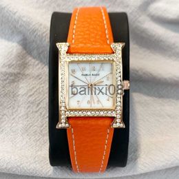 Otros relojes PABLO RAEZ Reloj de lujo especial Diseñador de alto grado Vestido de dama de cuero con diamantes Joyería naranja Relojes de pulsera para mujer Estilo de moda J230728