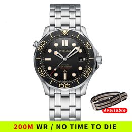 Andere horloges PHYLIDA zwarte wijzerplaat PT5000 MIYOTA automatisch horloge DUIKER 200M 007 NTTD stijl saffierkristal solide armband waterdicht 20bar 230725