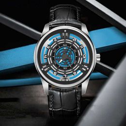 Andere horloges Pindu New Fashion Luxury Men's Automatic Chronogrh Mechanical Leather 30m Waterdichte Luminous Reloj Hombrel231122