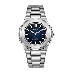 Otros relojes Reloj con correa de acero a cuadros Reloj de cuarzo simple para hombres informales de negocios Q240122