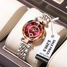 POEDAGAR Luxe horloge voor dames Hoge kwaliteit diamant Dames quartz horloge Waterdicht Datum Roestvrij staal Dameshorloges relojbox 231018