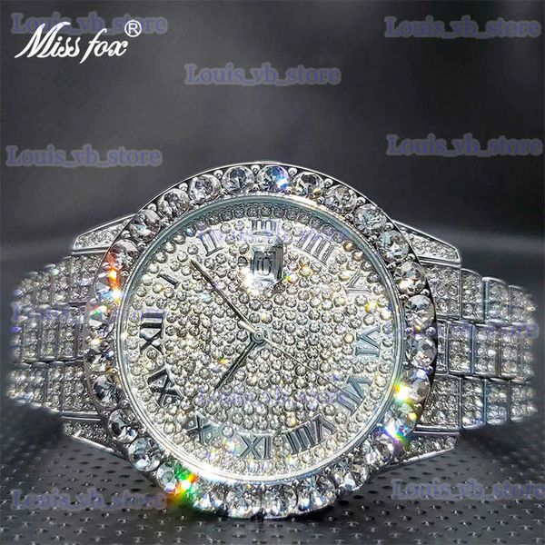 Autres montres Relogio Dorado MISSFOX Marque Luxe Casual Couple avec Auto Calendrio Full Diamond es Produits de gros pour les entreprises T240330