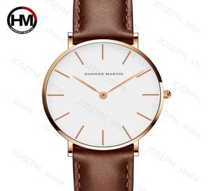 Autres montres Relogio Feminino Hannah Martin Brand de luxe Femmes Watchs Watchs Band Leather Rose Gold Imperproof Ladies Quartz Wristatch Fit DW Style C6752150 J230413