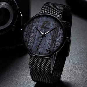 Autres montres Reloj Hombre Mens à la mode Ultra-Thin Minimalist Watch Mens Business en acier inoxydable Mesh avec Quartz Watch Relogio masculinol240403