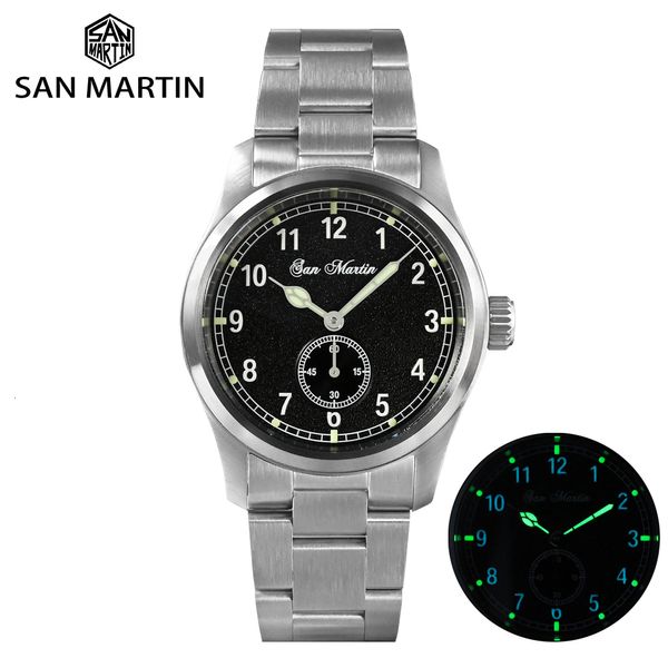 Otros Relojes San Martin 37mm Reloj piloto RONDA 6004 Movimiento de cuarzo Militar Estilo de moda simple Reloj de pulsera para hombres 20 Bar Relojes luminosos 230703