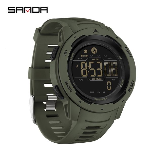 Otros relojes SANDA Marca Hombres Relojes Deportes Podómetro Calorías 50M Impermeable LED Reloj digital Reloj de pulsera militar Relogio masculino 2145 230612