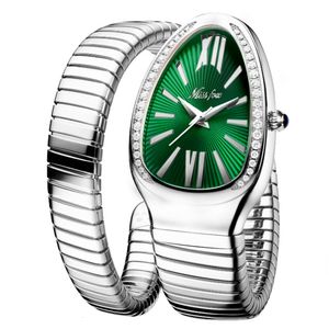 Andere Horloges Zilver Stalen Armband Horloge Mode Dames Quartz Horloge Vrouw Snake Shape Relogio Femenino Creative XFCS Bangle 230809