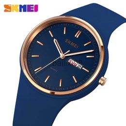 Autres Montres SKMEI Silicone Bleu Mode Montre À Quartz Femmes Étanche Sport Horloge Montre-Bracelet Femme Cadeau Horloge Heures J230728