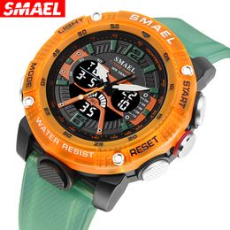 Autres montres SMAEL Hommes Montres de sport à quartz Horloge étanche Affichage LED numérique Chronomètre analogique Réveil 8058 Montre-bracelet pour homme 230621