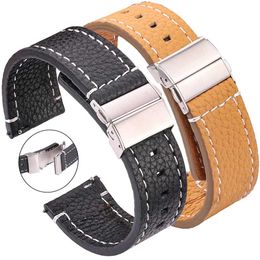 Autres montres Bracelet en cuir souple marron 18mm 20mm 22mm 24mm bracelet smartwatch bracelet femme bracelet denim boucle déployante J240222