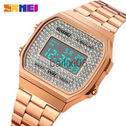 Autres Montres Sport Montre Numérique Femmes Led Lumière Affichage SKMEI Mouvement Électronique Montre Diamant Cadran Ladie Étanche Fille Réveil Montre J230728