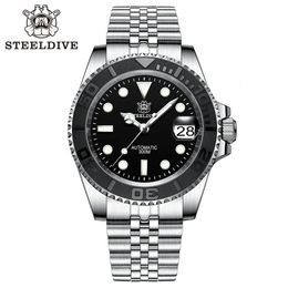 Andere horloges STEELDIVE Zwart Water Ghost Keramische Bezel SD1953T 300M Waterdicht Zwitsers Lichtgevend 316L Roestvrij Staal Mechanisch Horloge 231117