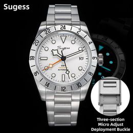Andere horloges Sugess GMT Watch of Men Automatic NH34 Mechanische horloges Koepel Saffierkristal AR-coating 10ATM Waterdicht Luxe S431 230714