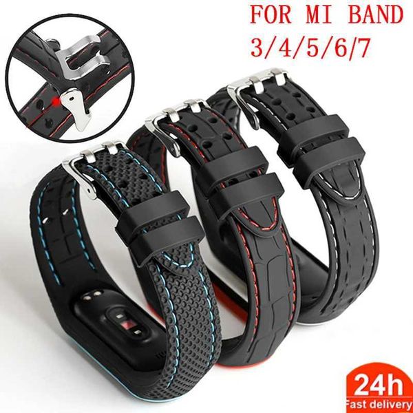 Autres montres Convient pour remplacer le bracelet de montre intelligente Xiaomi Mi Band 3 4 5 6 par un bracelet en silicone sport sur Mi Band 7 6 J240222