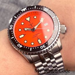 Tandorio Men 41mm Diver Retro Luxury Sapphire NH35 Automatic Mechanical Vintage Watch 20Bar Luminous Orange SKX 120Click 230714