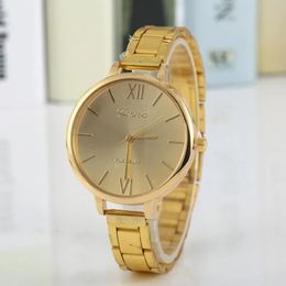 Tendencia De Mujer 2023 Luxe Dames Gouden Horloge Dames Gouden Klok Vrouwelijke Jurk Rond Quartz Horloge Relgio Feminino 231219