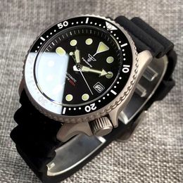 Autres montres Titanium Diver NH35A Noir Automatique 200M Hommes Montre Verre Saphir 3.8 heures Date Caoutchouc Noir Lunette En Céramique J240131