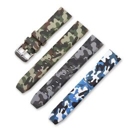 Overige horloges Universele camouflage siliconen horlogeband met legergroen jungle jacht 20 mm 22 mm 24 mm buitensporthorlogeband J240222