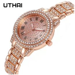 Autres montres UTHAI H57 Montre Femme Vintage Diamant Ruban Bracelet En Or Accessoires Femme Mode Quartz Montre-Bracelet Horloge 231216