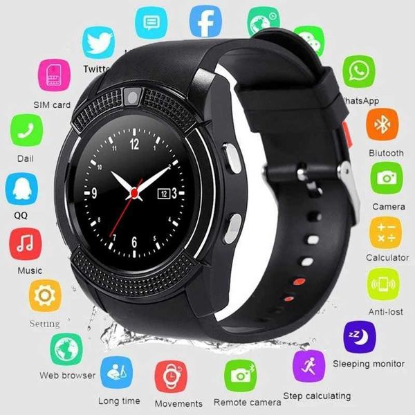 Autres montres V8 montre intelligente hommes/femmes 4G carte SIM caméra ronde réponse appel cadran appel Smartwatch Android IOS sport Fitness Tracker montre-bracelet 240125