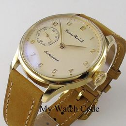 Autres montres Vintage mécanique remontage à la main montre hommes or 44mm acier montre-bracelet sport 17 bijoux 6497 Movtt kaki bande verre arrière 231117
