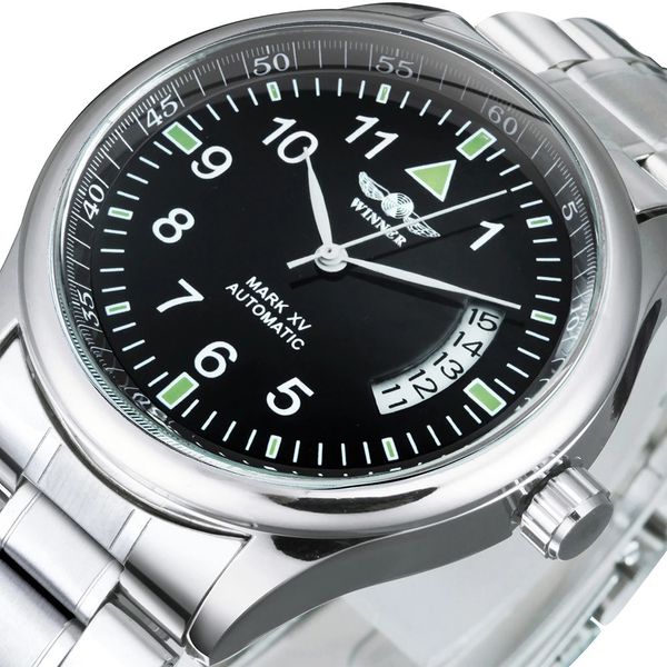 Autres montres WINNER Business Montre automatique pour hommes Calendrier de mode Cadran minimaliste noir Mécanique Bracelet en cuir en acier inoxydable 231219