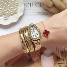 Andere Horloges Vrouwen Luxe Merk Horloge Snake Quartz Dames Goud Diamanten Horloge Vrouwelijke Mode Armband Klok reloj mujer 231207