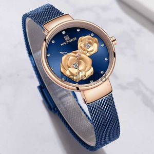 Autres montres femmes montre NAVIFORCE Top marque de luxe en acier maille étanche dames montres fleur Quartz femme montre-bracelet charmante fille horloge J230728