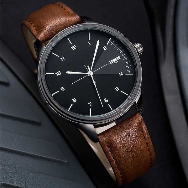 Otros relojes Yazole Top Luxury Leather Quartz Watch Watch Mens Leisure Sports Watch Montre Hommel240403