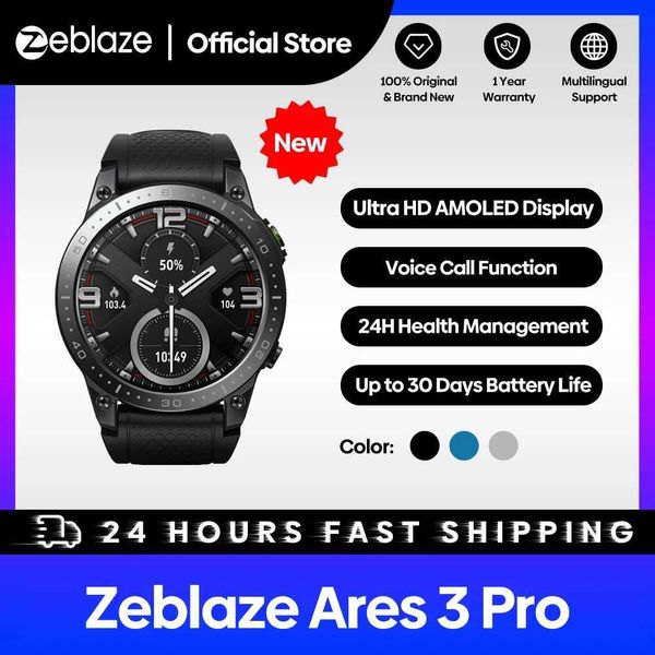 Otros relojes Zeblaze Ares 3 Pro Pantalla AMOLED inteligente de ultra alta definición llamada de voz + modo deportivo Monitor de salud las 24 horas inteligente Q240301