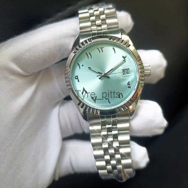 Autres appareils portables Baby Blue Arabe Watches Unisexe Steel Watch Band Mécanique montre à la bracele