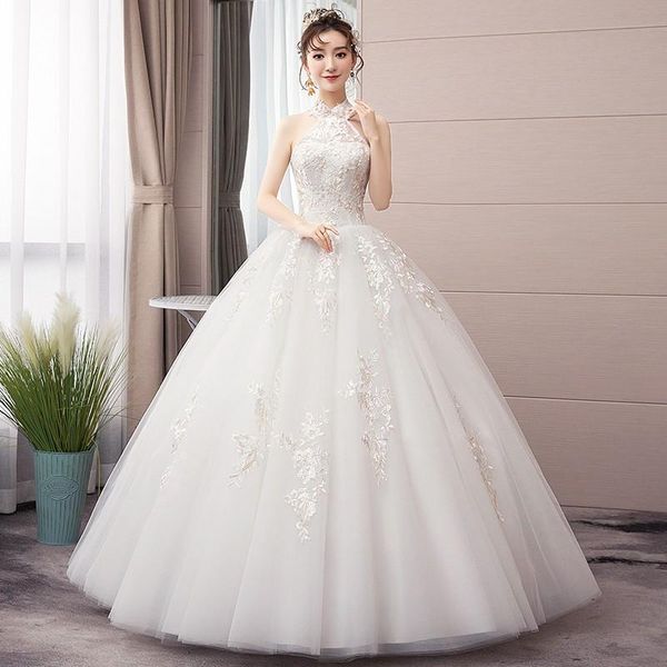 Autres robes de mariée robe 2022 licou sans manches plus taille sur mesure robe de bal de mariée belle dentelle fleur jusqu'à robe de NoivaAutre