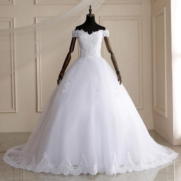 Autres robes de mariée élégantes perles dentelle longue train 2022 robe de bal robes de noiva robe mariage robe de mariée