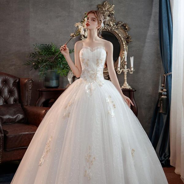 Autres robes de mariée Ezkuntza 2022 Robe simple Tuller Mariée Strepless Dream Ball Robe Prinecess DressAutre