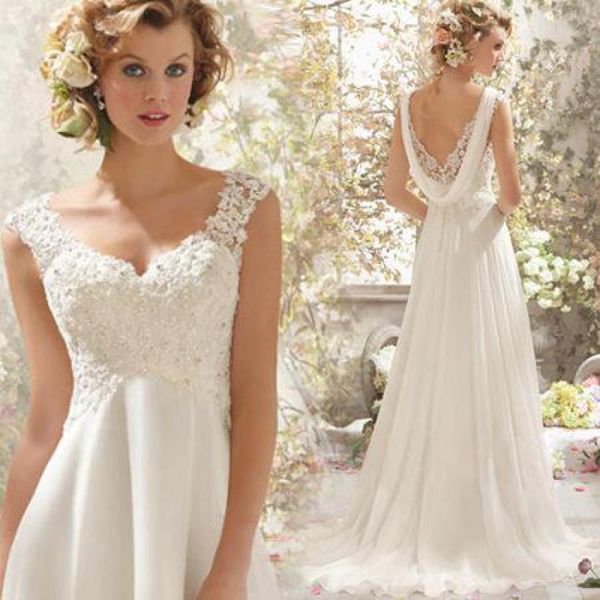 Otros vestidos de novia Vestido De Noiva Boho Dress Beach Sleveless V Neck Simple Bridal Robe Soiree