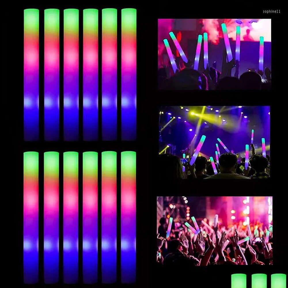 Otros favores de boda 12/15/30/60pcs Tubo de fiesta Stick Cheer Decoration Sticks Luz oscura para BK Colorf Foam RGB LED S Drop Doxg