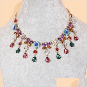 Autre mariage Favors Choker Femmes Colorf Collier Girls Vêtements Adormage Élégant Fleur en forme de dames Colliers Bijoux Penda Dhfjl