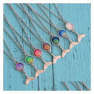 Autres favoris du mariage Échelle de poisson Colliers de queue de la sirène Collier de tour de cou Resin Design Pendant Charms Sier Link Chain Bijoux G DHBUW