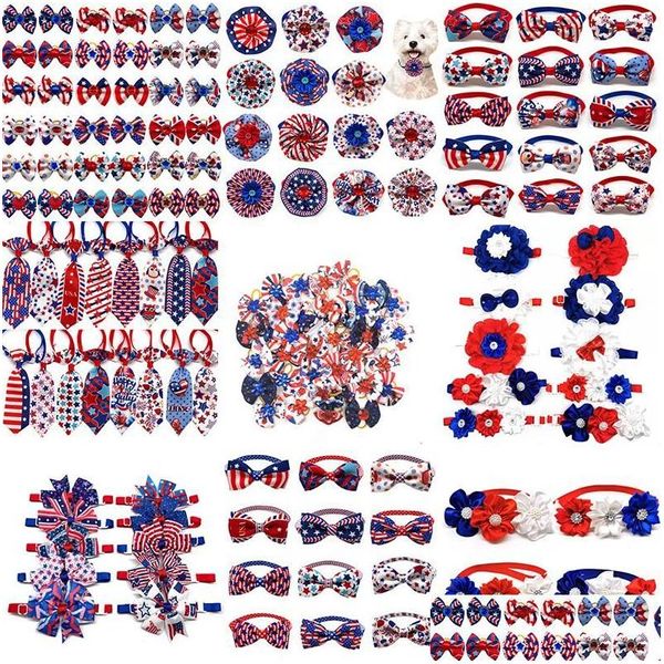 Autre mariage Favors Vestes 50pcs 4ème de Jy Independence Days Cat Cat Bowties Colliers de compagnie Puppy Small Bows Tie Tie Toaming Accessoires Dhu7f