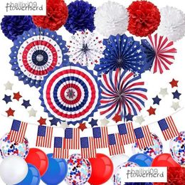 Autre mariage Favors Party Decoration Patriotic Set 34 Pack American Independence Day Supplies Latex Confetti Balloon 4e de Jy Deco DHZ8M