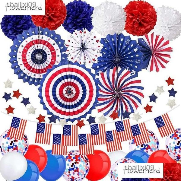 Autre mariage Favors Party Decoration Patriotic Set 34 Pack American Independence Day Supplies Latex Confetti Balloon 4e de Jy Deco DHZ8M