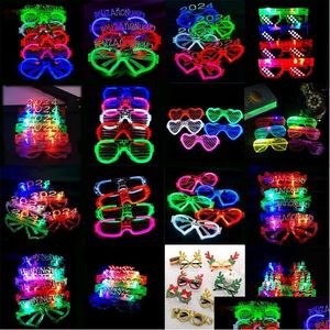 Andere bruiloftsfunderen Party LED -bril Glow in the Dark Halloween Christmas Carnival Birthday Props Accessoire Neon Flashing Toys Dro Dhdnk