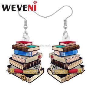 Autre WEVENI acrylic livre Pile Drop Bonques d'oreilles Boucles d'oreilles Noveaux d'école Bijoux pour les femmes Kids Teacher Retour à l'école Cadeaux 240419