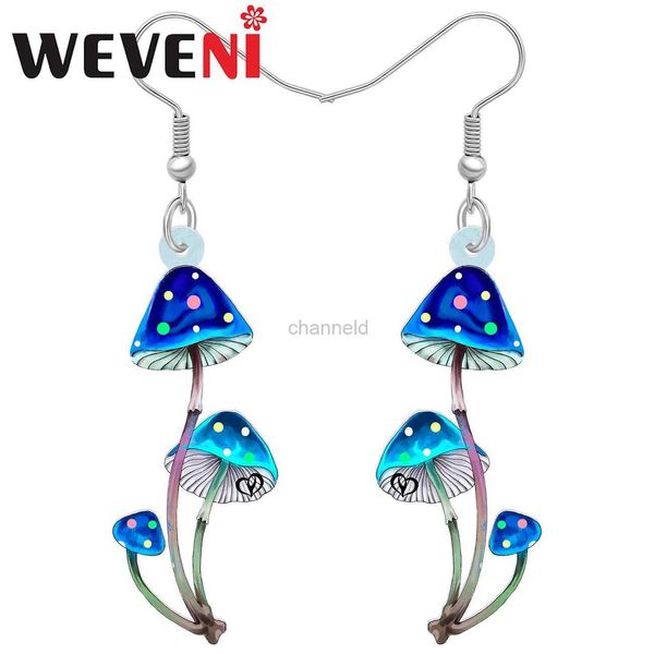 Otros aretes de champiñones lindos acrílicos de Weveni para mujeres Drop de plantas colgantes de joyas de joyas de joyería accesorios de verano 240419