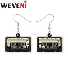 Andere Weveni Acryl Retro Rectangle Cassette Tape Oorbellen Danged Drop Charm Jewelry For Women Girls Gifts Music Gifts Accessoires 240419