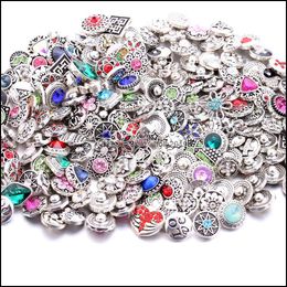 Autres gros 12mm Snap Bouton Bijoux Composants Couleur Mixte Strass Fleur Métal Snaps Boutons Fit DIY Bracelet Collier Drop Dhg2T