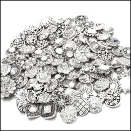Autres composants de bijoux en gros de 18 mm Snap Bouton Couleur Rugestone Flower Metal Snaps Boutons Fit Brif Bracelet Collier NOOSA B102 DHQGS